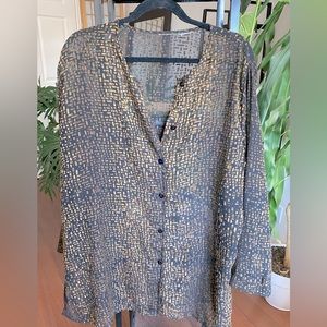 Long sheer gold and black shirt dress